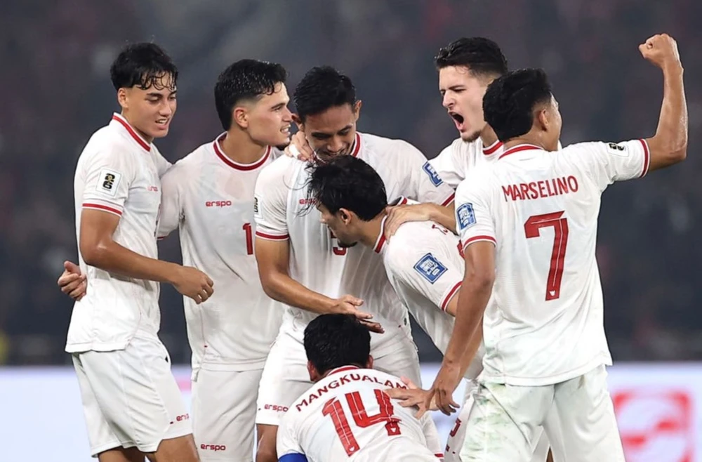 Các cầu thủ Indonesia có lần đầu tiên tham dự vòng loại thứ 3 World Cup 2026. ẢNH: GETTY IMAGE 