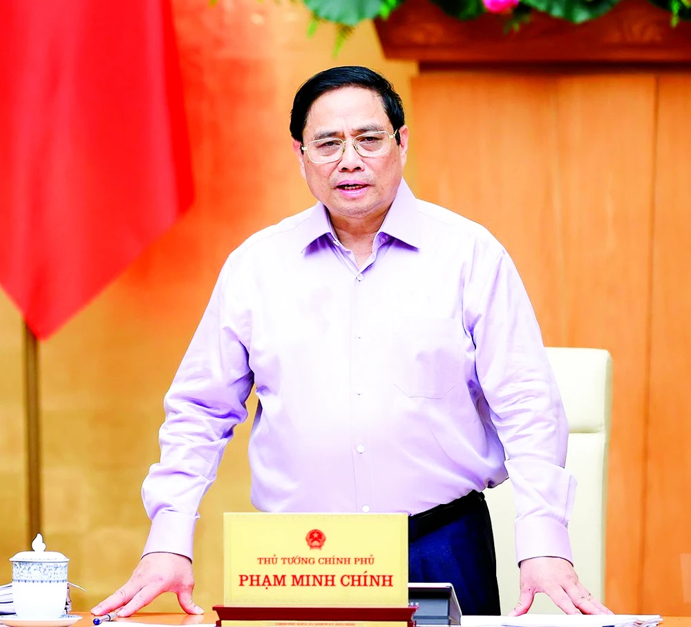Thủ tướng Phạm Minh Chính phát biểu tại phiên họp. Ảnh: VIẾT CHUNG 