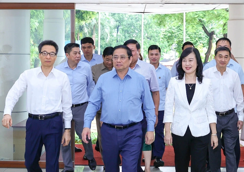 Thủ tướng Phạm Minh Chính và các đại biểu dự hội nghị sáng 21-8. Ảnh: VIẾT CHUNG