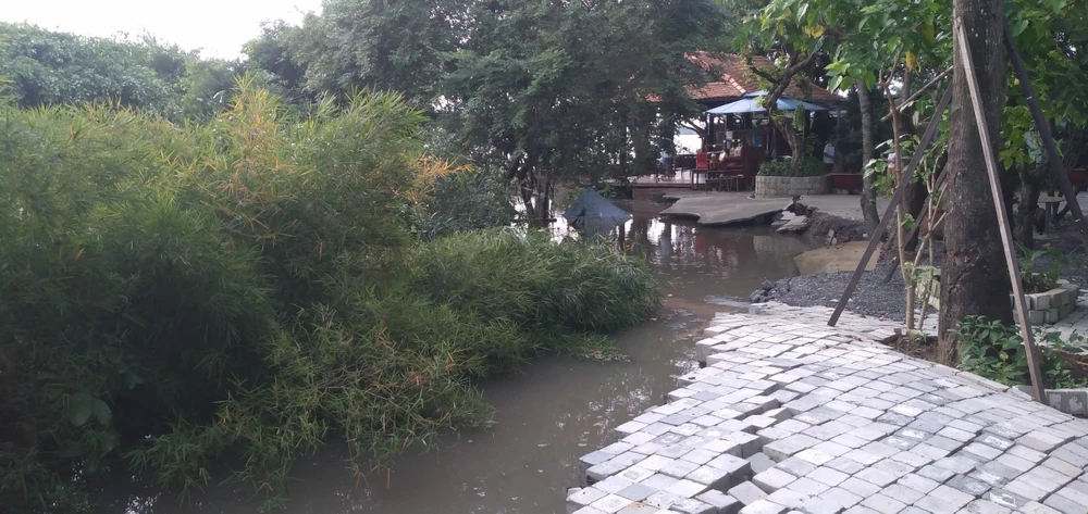 Sạt hàm ếch dài hơn 40m ở bờ sông Sài Gòn