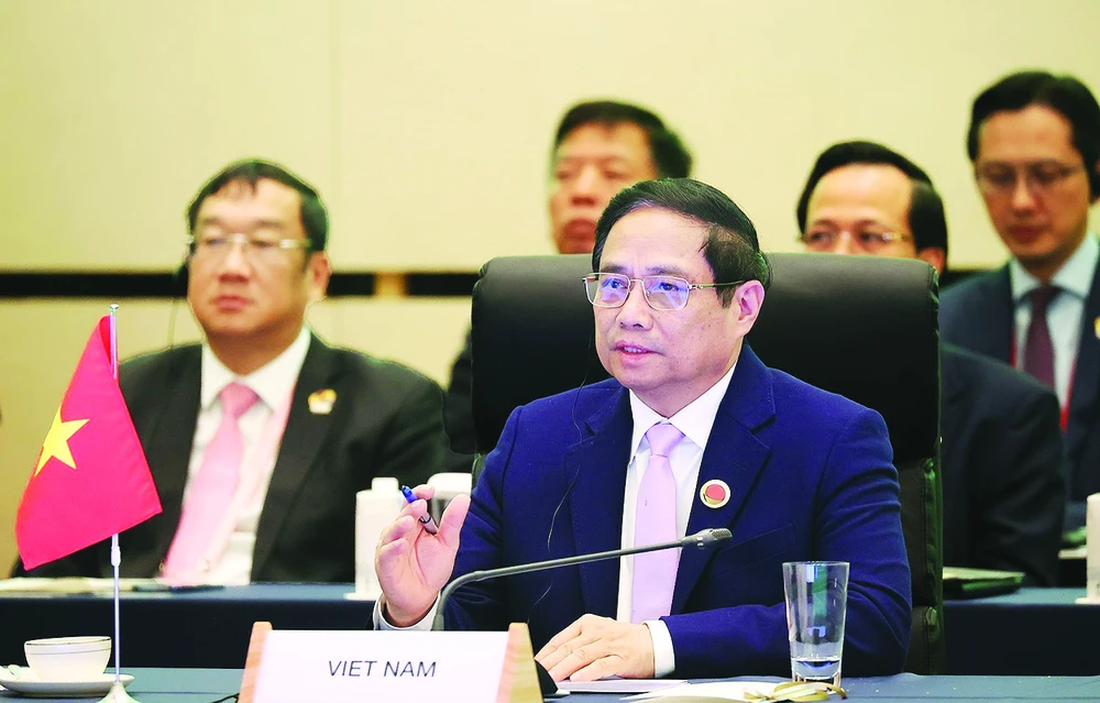 Thủ tướng Phạm Minh Chính phát biểu tại hội nghị. Ảnh: TTXVN