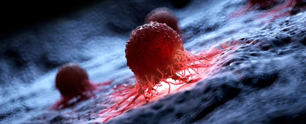 Mô phỏng một tế bào ung thư khi bị máy khoan phân tử kích hoạt