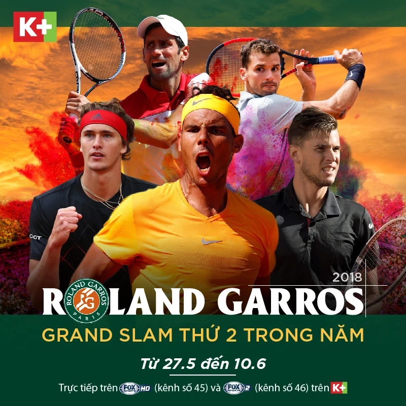 K+ phát sóng Roland Garros