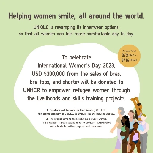Tập đoàn Fast Retailing quyên góp 300.000 USD hỗ trợ dự án dành cho phụ nữ tị nạn