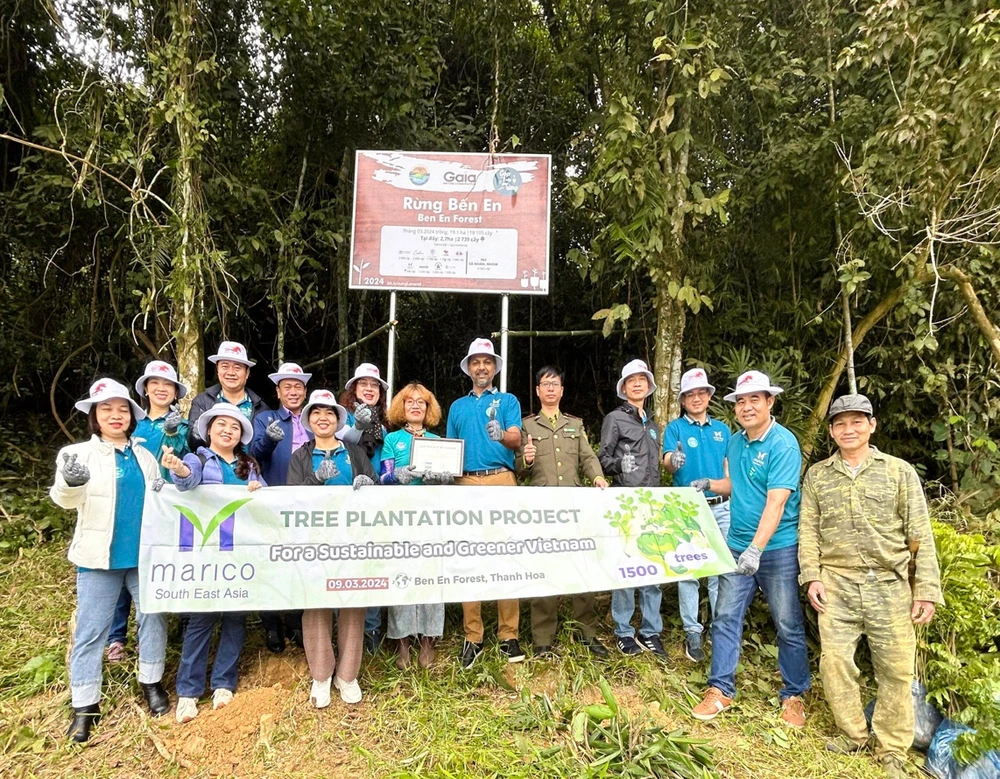 Marico SEA phối hợp với Trung tâm Bảo tồn Thiên nhiên Gaia trồng 1.500 cây xanh tại Vườn quốc gia Bến En vào ngày 9-3