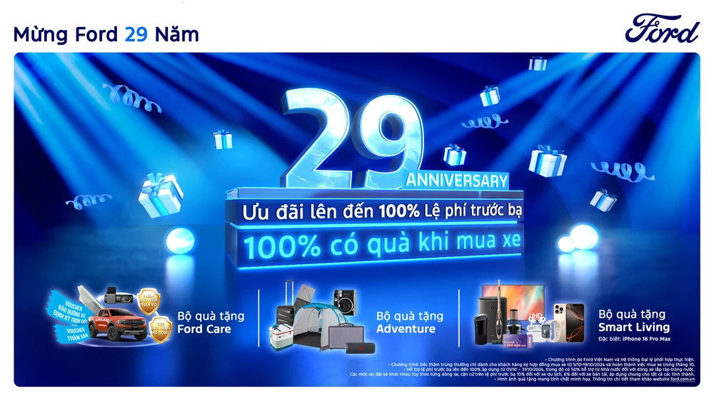 Ford Việt Nam và hệ thống đại lý toàn quốc tri ân khách hàng với chương trình “Mừng Ford 29 năm” trong tháng 10