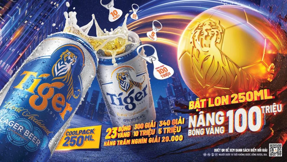 Tiger Beer tung ra chương trình khuyến mại “Bật lon 250ml, nâng bóng vàng 100 triệu” 