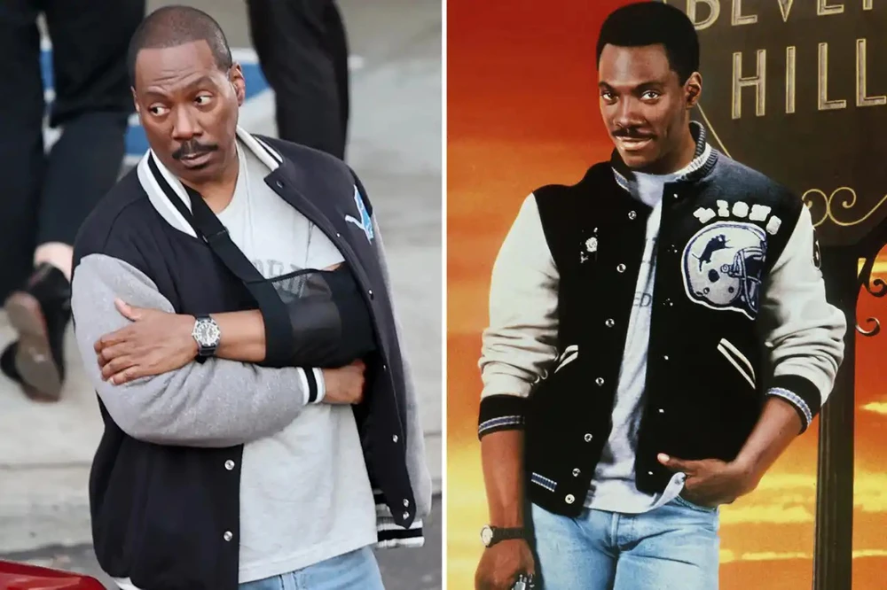 Eddie Murphy trong Beverly Hills Cop phần 4 (bên trái) và phần 1