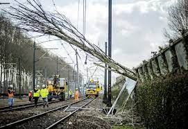風暴尤妮絲襲擊歐洲西北部，造成英法荷鐵路癱瘓，荷蘭工人在馬爾森搶修鐵路。 (圖/Getty Images)
