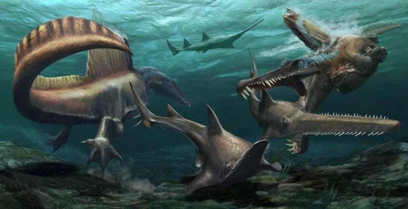 棘龍類恐龍可能能適應水生生活方式。圖源：互聯網