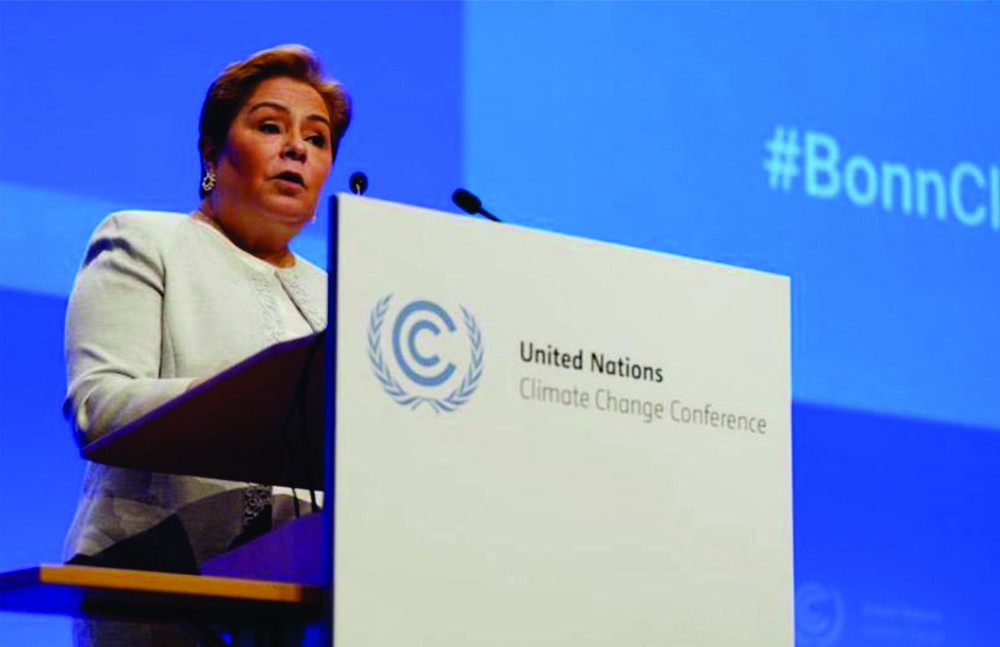 《聯合國氣候變化框架公約》執行秘書派特埃斯皮諾薩在會議開幕式上致辭。