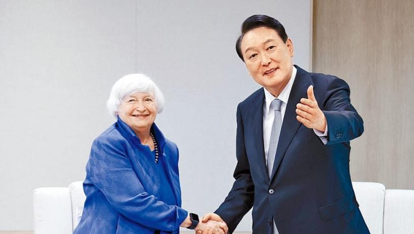正在韓國訪問的美國財政部長珍妮特‧耶倫19日表示，需要集中力量復甦經濟並恢復供應鏈。圖源：互聯網