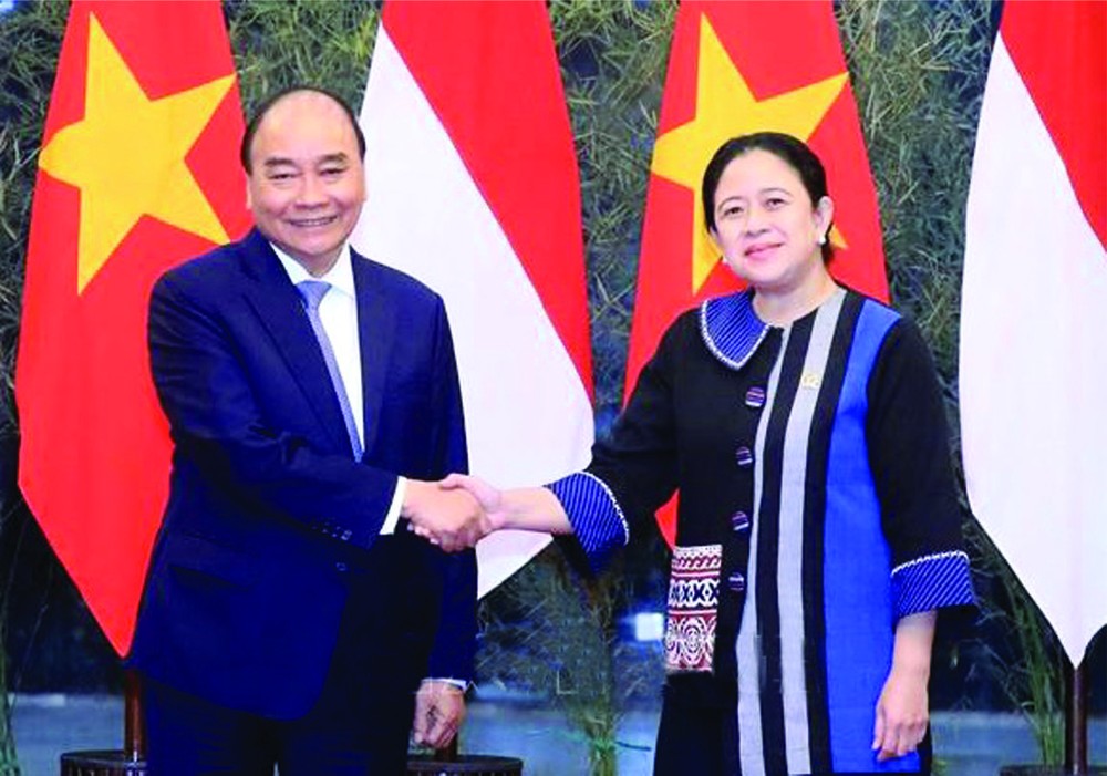 越南國家主席阮春福與印尼國會議長普安‧馬哈拉尼。