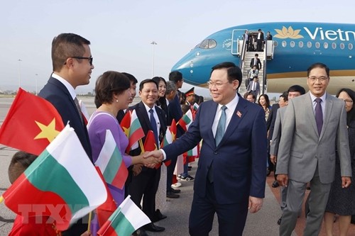国会主席王廷惠抵达索非亚国际机场，开始对保加利亚进行正式访问（图片来源：越通社）