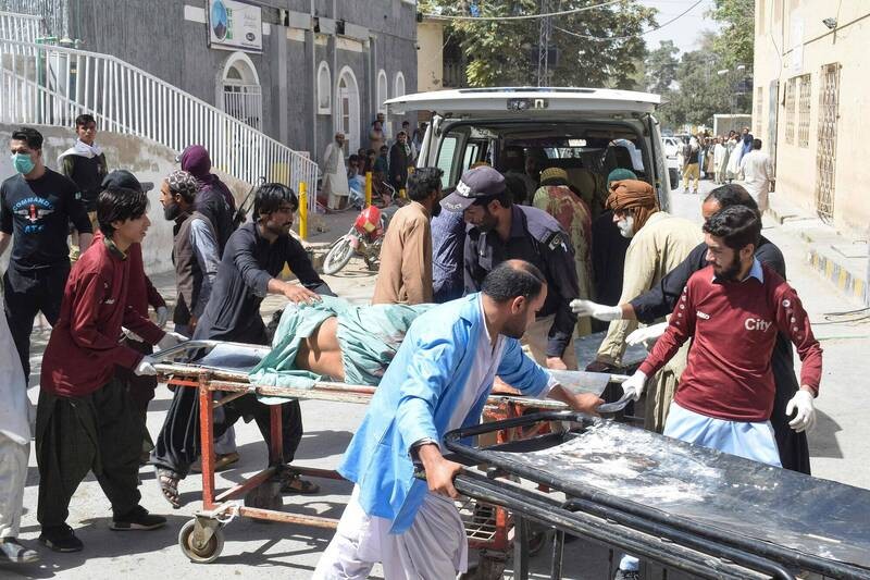 巴基斯坦西南部俾路支省今发生自杀炸弹攻击事件，已知至少有52人死亡、58人受伤。 （美联社）