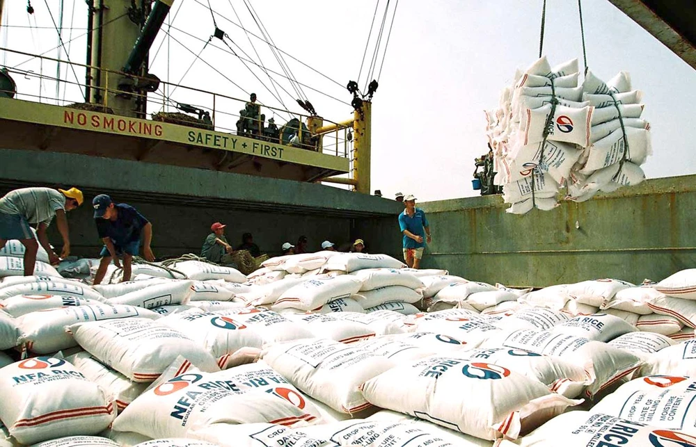 Gạo Việt Nam lên tàu xuất khẩu. Ảnh minh họa