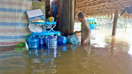 Nhà dân ở Cần Thơ bị ngập do triều cường