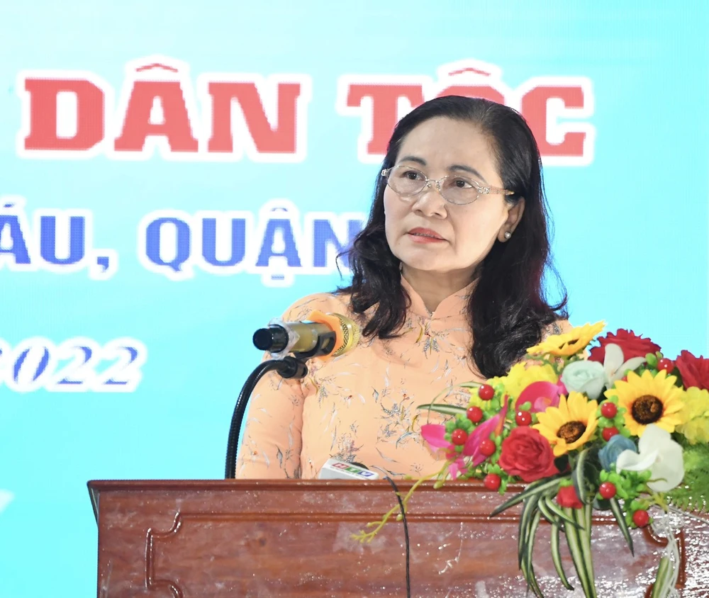 Chủ tịch HĐND TPHCM Nguyễn Thị Lệ phát biểu tại ngày hội. Ảnh: VIỆT DŨNG