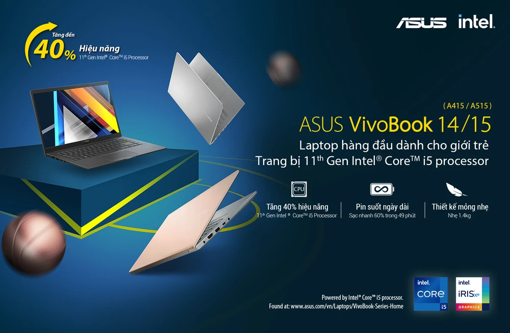 VivoBook 14/15 được ASUS trang bị vi xử lý Intel Core thế hệ 11 mới nhất 
