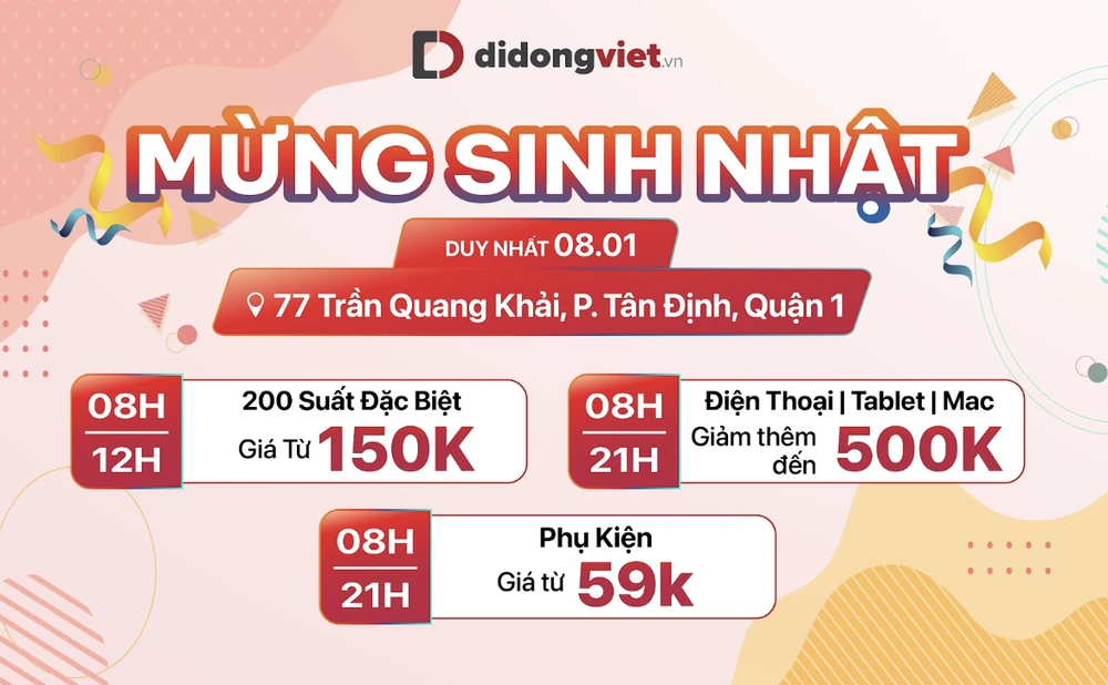 Di Động Việt mừng sinh nhật với 200 suất bán đặc biệt giá chỉ từ 150.000 đồng