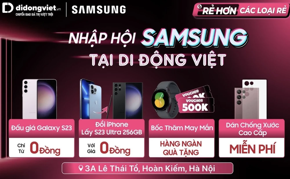 Nhập hội Samsung, Di Động Việt đấu giá Galaxy S23 từ 0 đồng