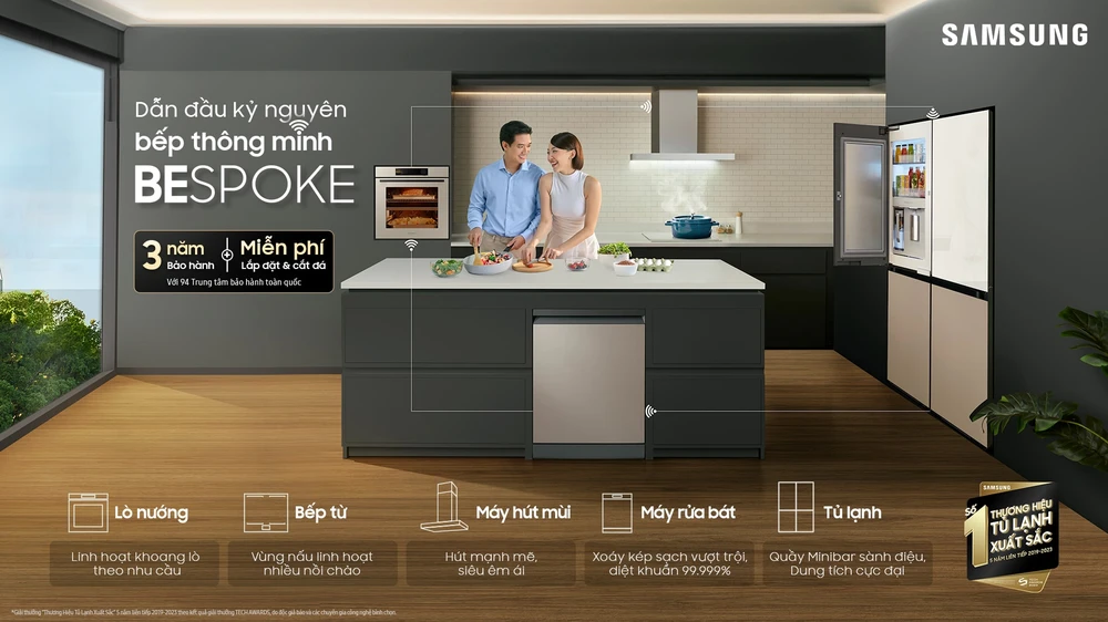 Bộ sưu tập bếp Samsung Bespoke kết nối thông minh với các thiết bị