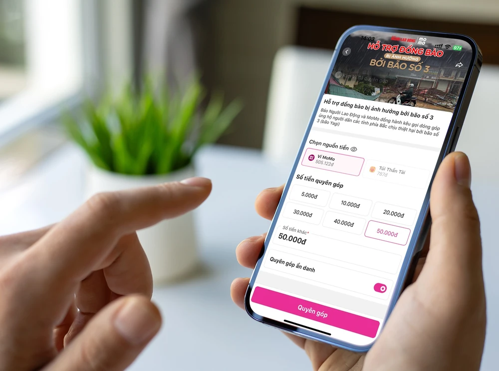 Người dùng Ví MoMo dễ dàng quyên góp để sẻ chia đến với người dân chịu ảnh hưởng bởi cơn bão số 3 và lũ lụt