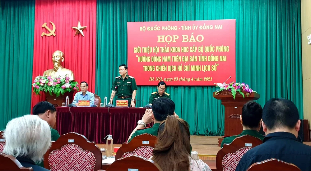 Quang cảnh buổi họp báo tại Hà Nội, sáng 23-4-2021