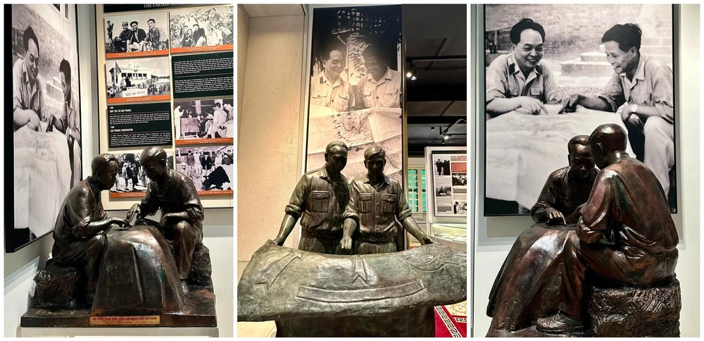 Hệ thống tượng đồng gắn với các nhân vật và sự kiện lịch sử tiêu biểu của Cách mạng Việt Nam được trưng bày tại bảo tàng. Ảnh THÚY DIỆU
