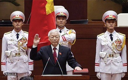 國家主席阮富仲宣誓就職儀式。