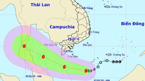 1號颱風轉移方向預報。