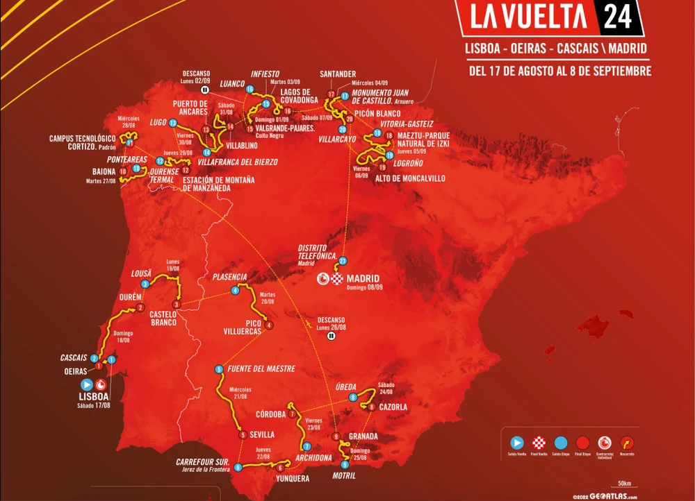 Lộ trình Vuelta a Espana 2024