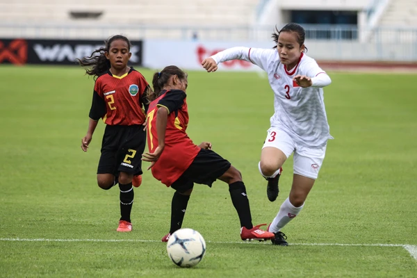 Đội Việt Nam giành chiến thắng 16-0 trước Timor Leste. Ảnh: Đoàn Nhật