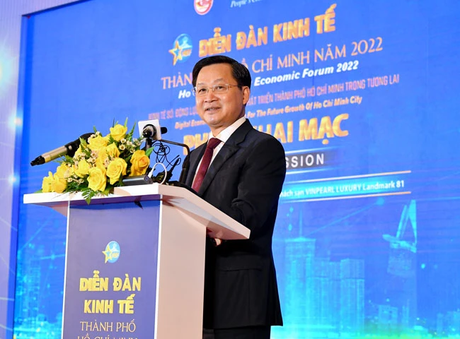 Phó Thủ tướng Chính phủ Lê Minh Khái phát biểu tại Diễn đàn.