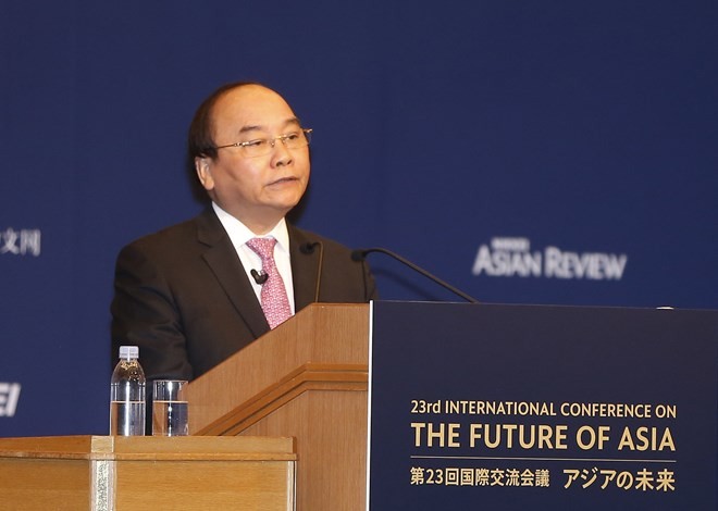 Prime Minister Nguyen Xuan Phuc speaks at the 23rd International Conference on the Future of Asia (Photo VNA)