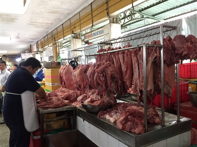 A pork stall at a market in HCM City. (Photo: VNA)