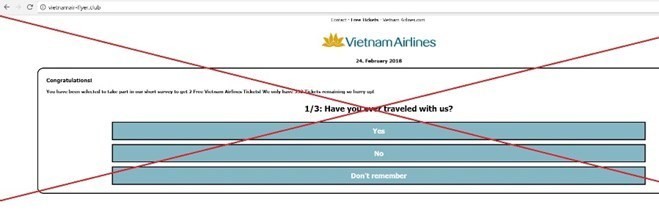 Vietnam Airlines warns flyers of social-media free ticket scam. (Photo: VNA)