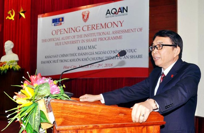 Director of Hue University Nguyen Quang Linh speaks at the ceremony (Photo: VNA)