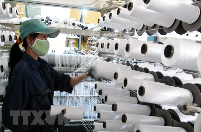 Production of laminated woven sacks (Photo: VNA)