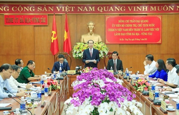 President Tran Dai Quang speaks at the working session (Source: VNA)