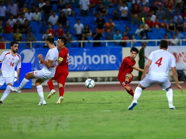 Vietnam beats Palestine 2-1 at the U23 International Championship - Vinaphone Cup 2018 tournament. (Photo: VNA)
