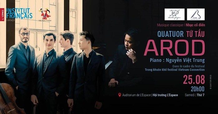 "Golden piano boy”, the Paris-based Arod Quartet to perform in Hanoi