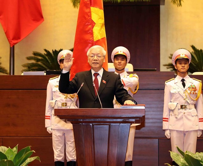 Nguyen Phu Trong, General Secretary of the Communist Party of Vietnam and the new President at the swearing-in ceremony (Photo: VNA)