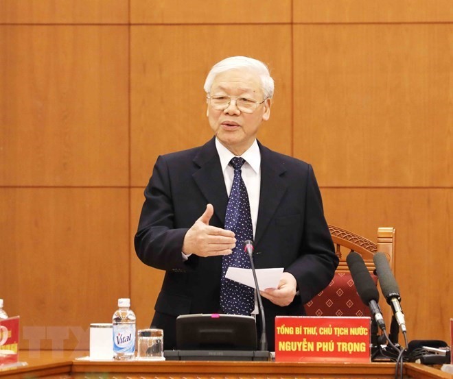 Party General Secretary and President Nguyen Phu Trong speaks at the meeting. (Photo: VNA)