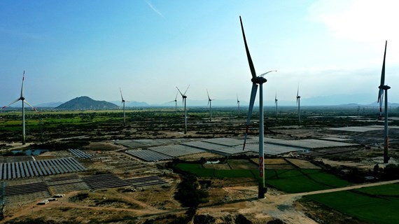 Wind and solar power plants in the central province of Ninh Thuan