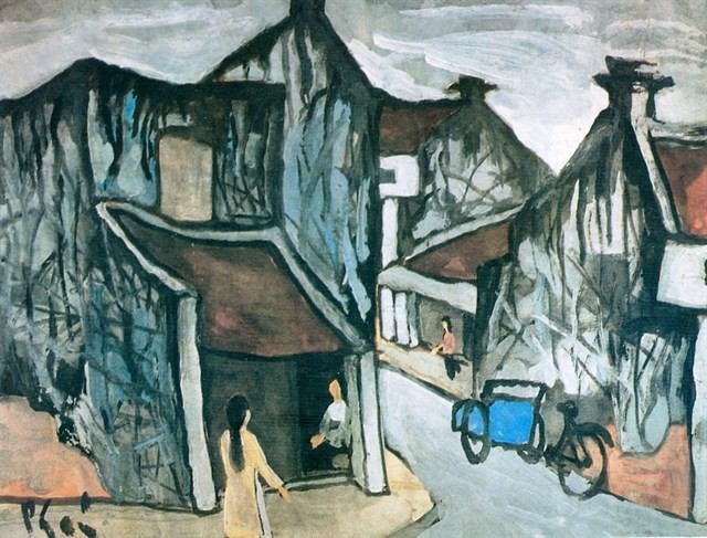 A painting of Hanoi's Old Quarter by Bui Xuan Phai, whose paintings have been copied and sold at high prices in and outside the country. (Photo: redsvn.net)