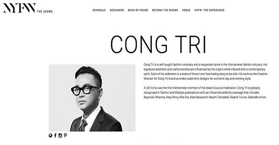 Designer Nguyen Cong Tri to come back to New York Fashion Week this September