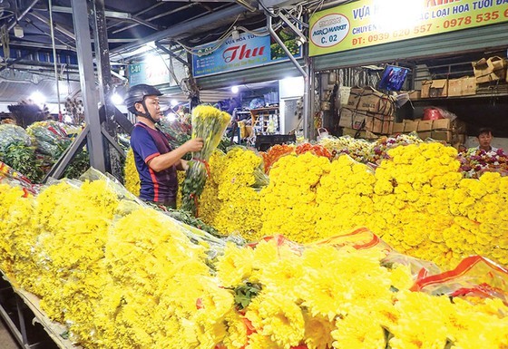Flowers in a wholesale market