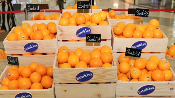 Navel oranges are displayed at the launching ceremony in Van Hanh Mall in HCMC. (Photo: KK)