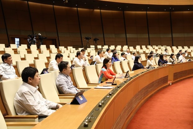 Legislators at the 14th NA's ninth session in Hanoi (Photo: VNA)